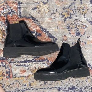 Black Platform Faux Leather boots